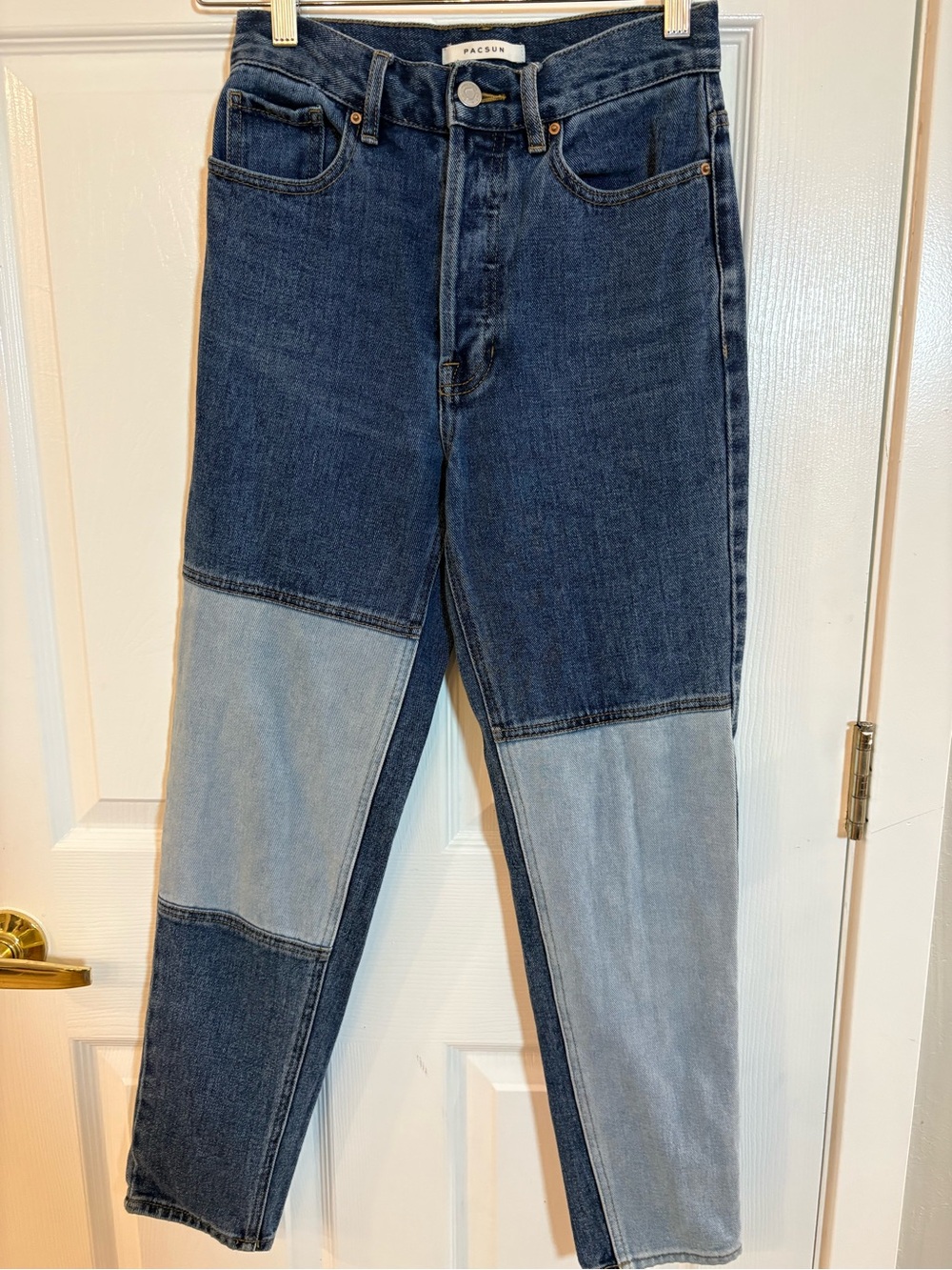 PacSun Ultra High Rise Slim Jeans 24 Two Tone Patchwork Denim